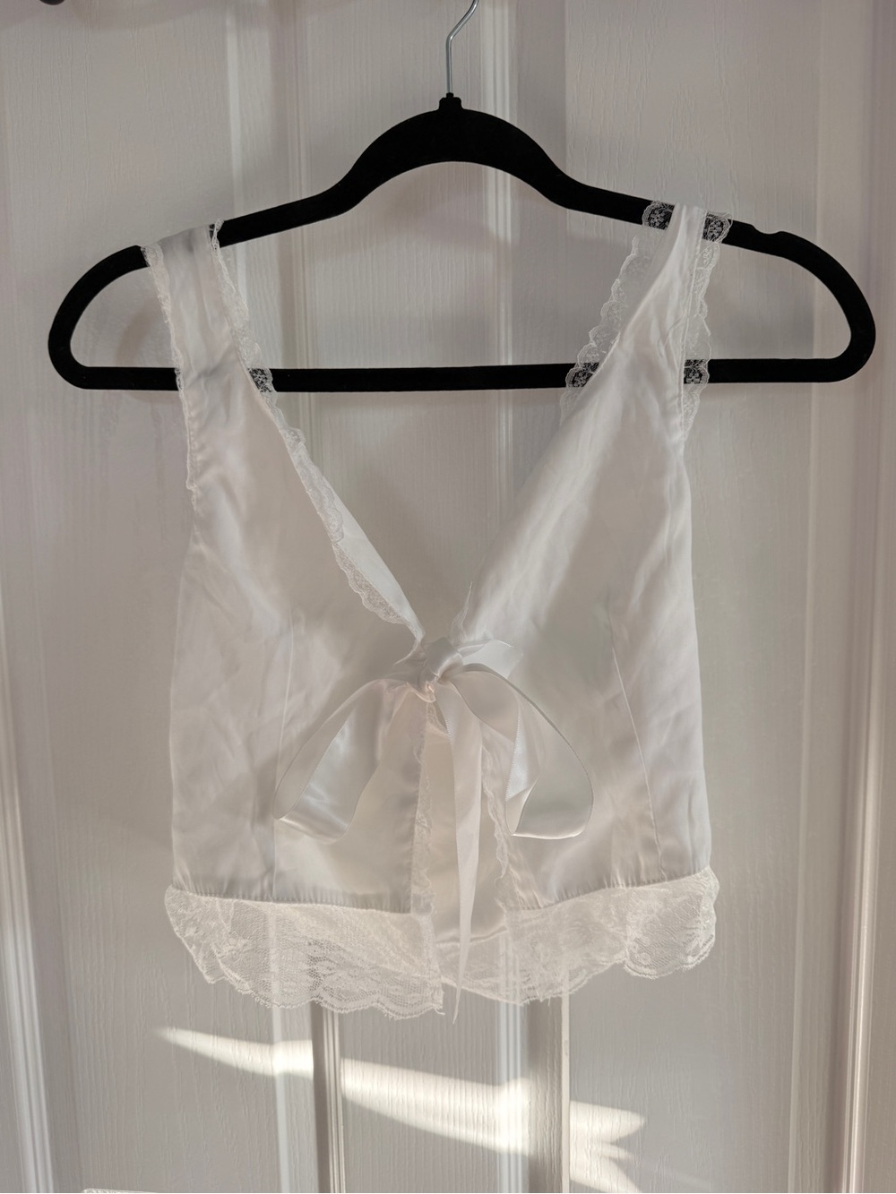 White Satin Lace Tie-front Camisole